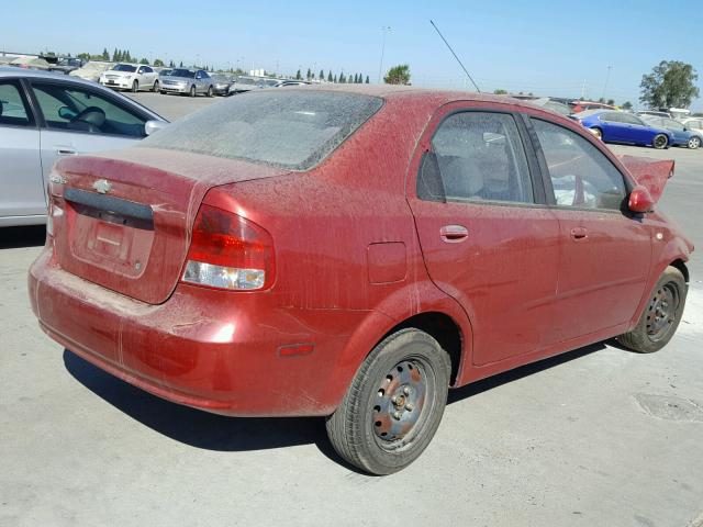 KL1TD52635B346661 - 2005 CHEVROLET AVEO BASE Қызыл фото 4