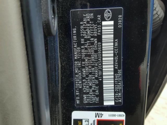 4T1BF3EK5AU090609 - 2010 TOYOTA CAMRY BASE BLACK photo 10