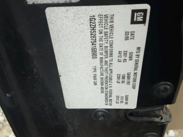 1G2ZH528754168903 - 2005 PONTIAC G6 BLACK photo 10