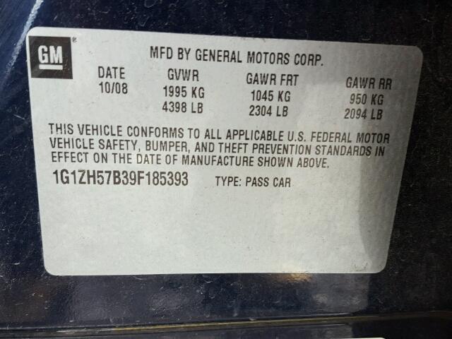 1G1ZH57B39F185393 - 2009 CHEVROLET MALIBU 1LT 蓝色 照片 10