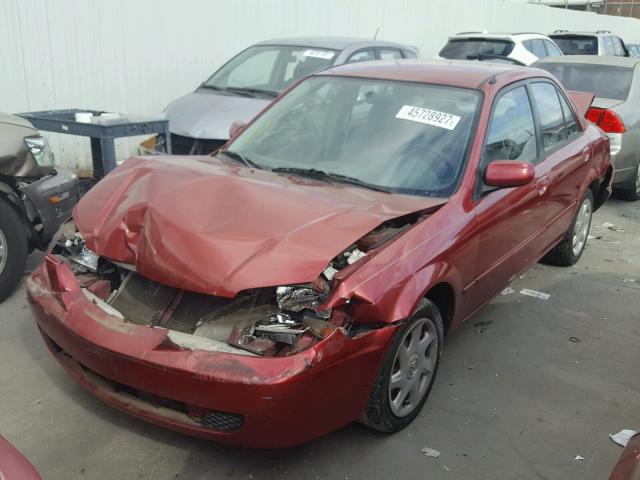 JM1BJ225321569593 - 2002 MAZDA PROTEGE DX BURGUNDY photo 2