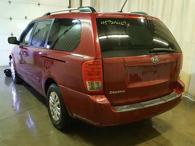 KNDMG4C75B6385360 - 2011 KIA SEDONA RED photo 3