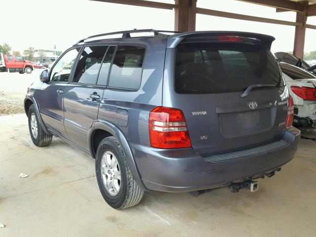 JTEGF21A930080298 - 2003 TOYOTA HIGHLANDER BLUE photo 3