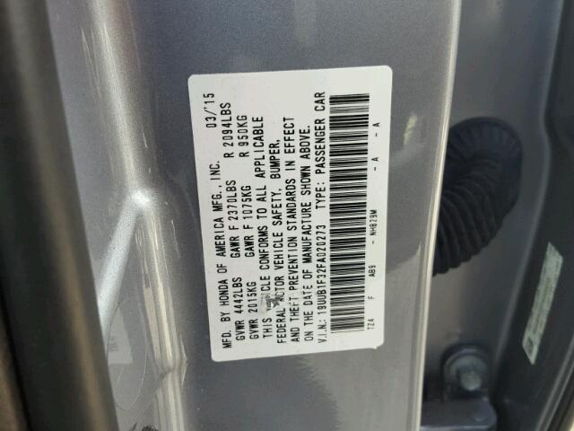 19UUB1F32FA020273 - 2015 ACURA TLX BLUE photo 10