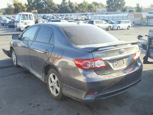 2T1BU4EE6BC572191 - 2011 TOYOTA COROLLA BA GRAY photo 3