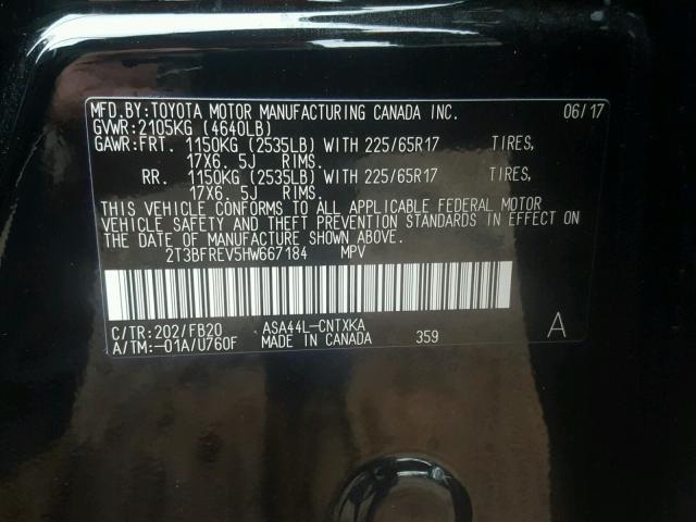 2T3BFREV5HW667184 - 2017 TOYOTA RAV4 LE Qara foto 10