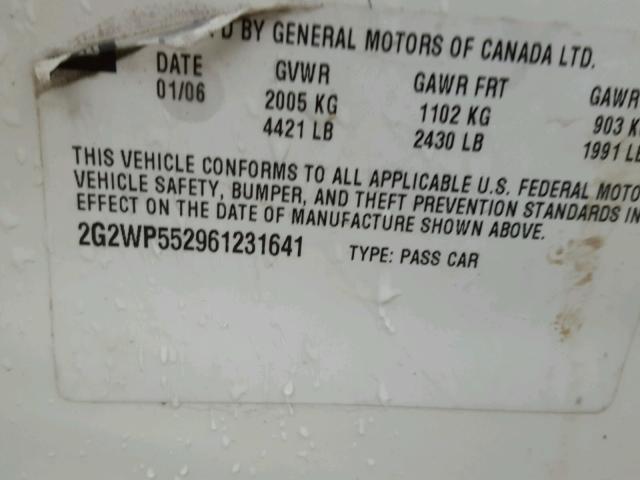 2G2WP552961231641 - 2006 PONTIAC GRAND PRIX WHITE photo 10