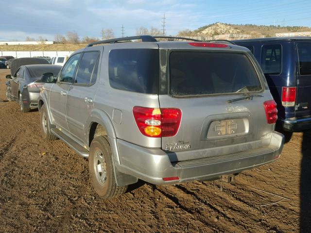 5TDZT34A42S084780 - 2002 TOYOTA SEQUOIA SR SILVER photo 3