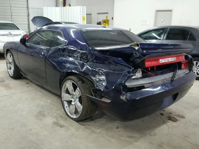 2C3CDYAG6DH660111 - 2013 DODGE CHALLENGER BLUE photo 3