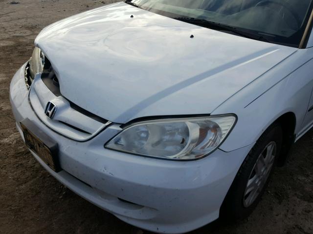 1HGES16385L000861 - 2005 HONDA CIVIC DX V WHITE photo 10