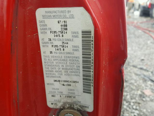 1N6SD11S8MC413854 - 1991 NISSAN TRUCK SHOR RED photo 10