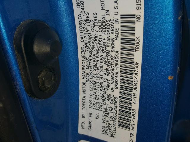 5TELU42N06Z200368 - 2006 TOYOTA TACOMA DOU BLUE photo 10