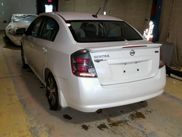 3N1AB6AP1CL609234 - 2012 NISSAN SENTRA WHITE photo 3