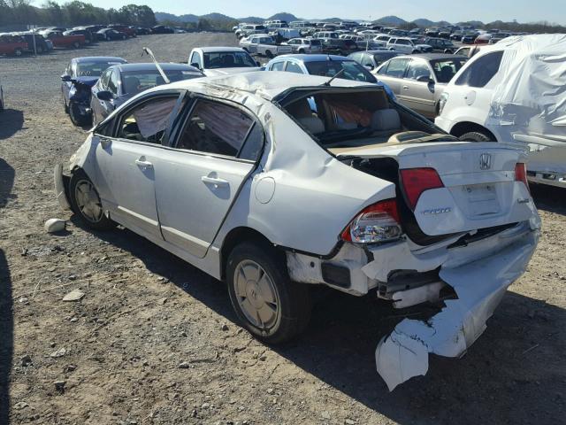 JHMFA36257S025717 - 2007 HONDA CIVIC HYBR WHITE photo 3