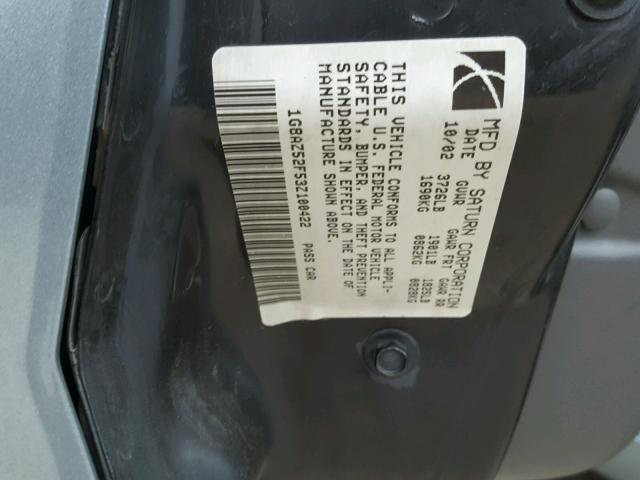 1G8AZ52F53Z100422 - 2003 SATURN ION LEVEL BLUE photo 10