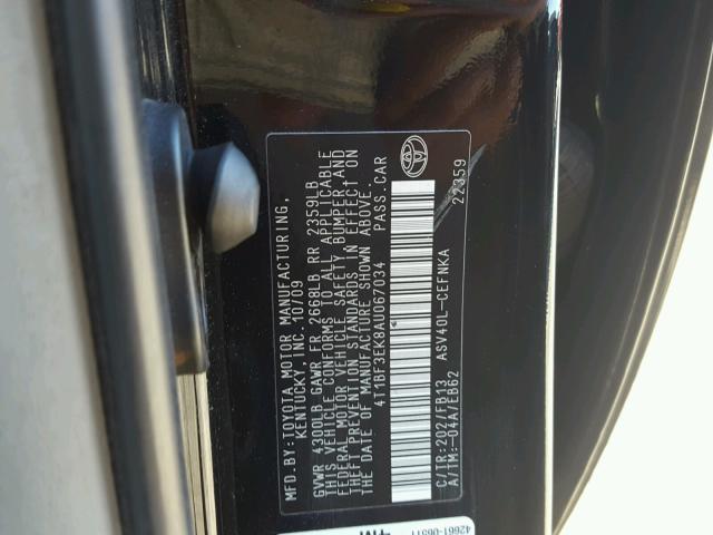 4T1BF3EK8AU067034 - 2010 TOYOTA CAMRY BASE BLACK photo 10