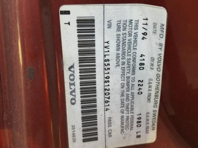 YV1LS5519S1207614 - 1995 VOLVO 850 BASE RED photo 10