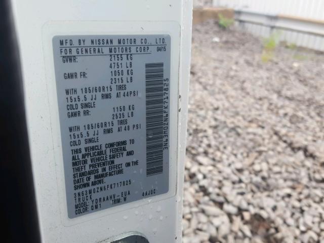 3N63M0ZN6FK717825 - 2015 CHEVROLET CITY EXPRE WHITE photo 10