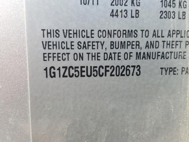 1G1ZC5EU5CF202673 - 2012 CHEVROLET MALIBU 1LT SILVER photo 10