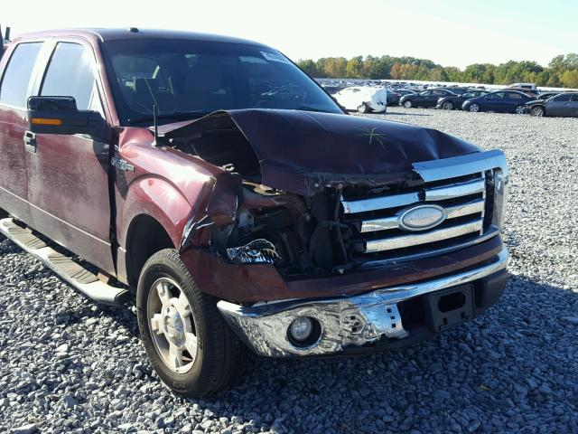 1FTRW12889FA37869 - 2009 FORD F150 BURGUNDY photo 9