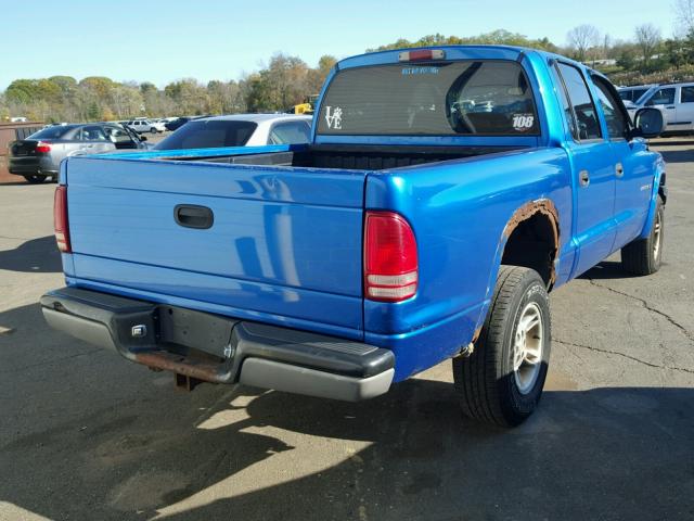 1B7GG2AN6YS766279 - 2000 DODGE DAKOTA QUA BLUE photo 4