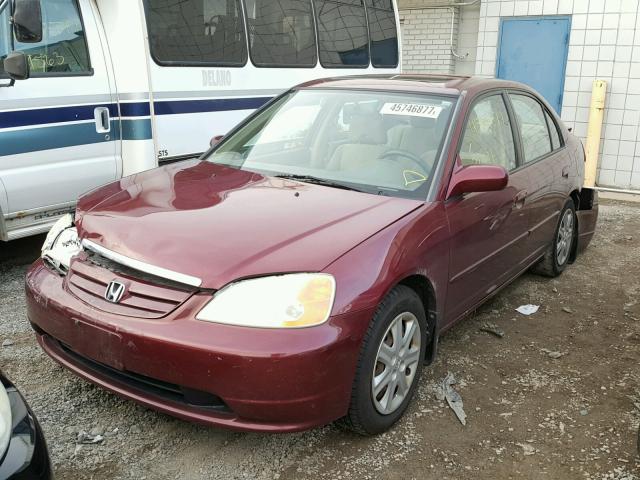 2HGES26733H568003 - 2003 HONDA CIVIC EX მუქწითელი ფოტო 2