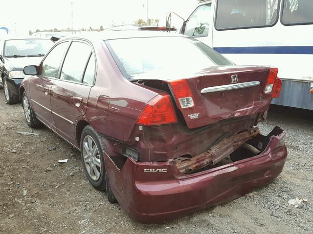 2HGES26733H568003 - 2003 HONDA CIVIC EX MAROON photo 3