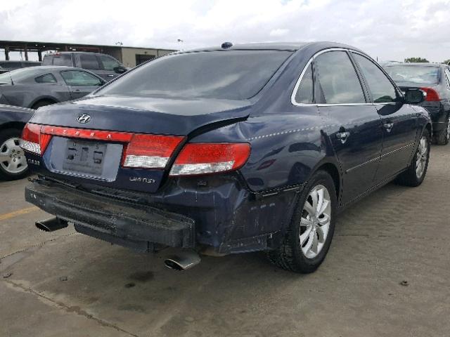 KMHFC46F37A211424 - 2007 HYUNDAI AZERA SE BLUE photo 4