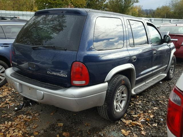 1B4HR58N82F188219 - 2002 DODGE DURANGO SL BLUE photo 4