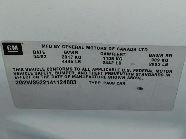 2G2WS522141124003 - 2004 PONTIAC GRAND PRIX Білий фото 10