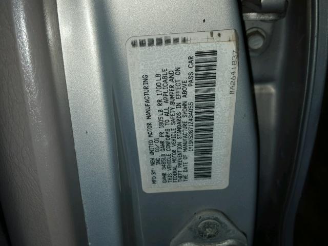 1Y1SK52871Z434055 - 2001 CHEVROLET GEO PRIZM 银色 照片 10