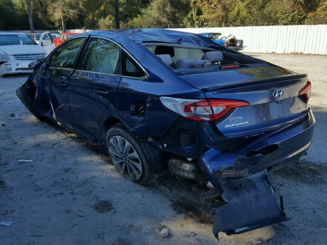 5NPE34AF6FH099264 - 2015 HYUNDAI SONATA SPO BLUE photo 3