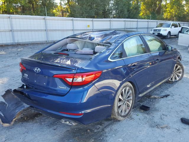 5NPE34AF6FH099264 - 2015 HYUNDAI SONATA SPO BLUE photo 4