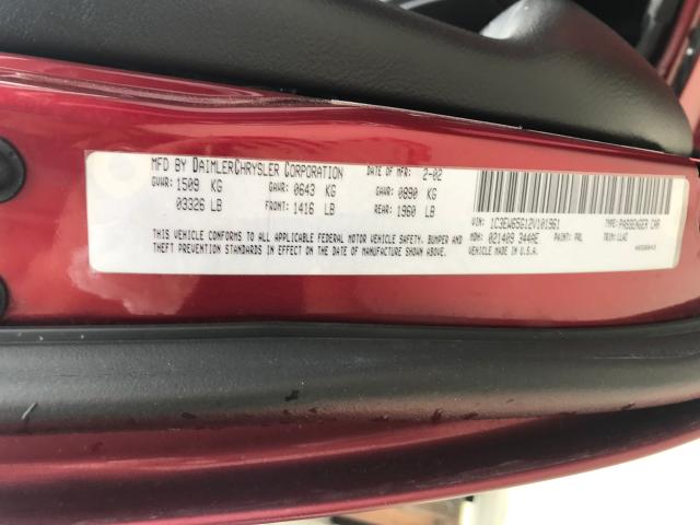 1C3EW65G12V101961 - 2002 CHRYSLER PROWLER MAROON photo 10