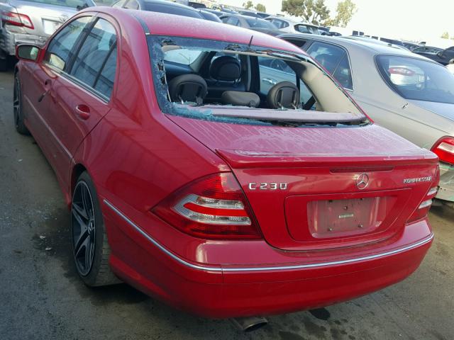 WDBRF40J75A713628 - 2005 MERCEDES-BENZ C 230K SPO RED photo 3