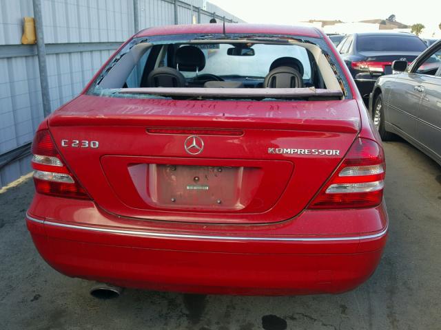 WDBRF40J75A713628 - 2005 MERCEDES-BENZ C 230K SPO RED photo 9