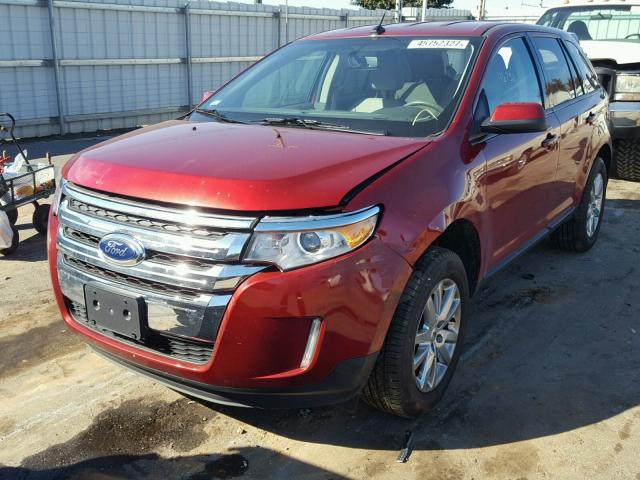 2FMDK3JC9EBA98520 - 2014 FORD EDGE SEL RED photo 2