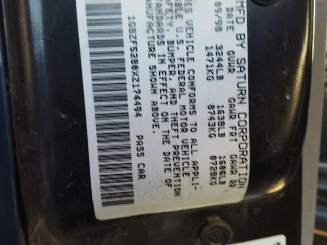 1G8ZF5280XZ174494 - 1999 SATURN SL BLUE photo 10