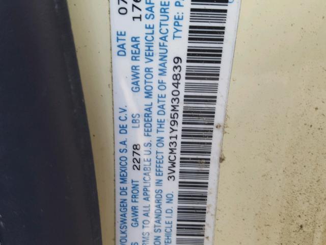 3VWCM31Y95M304839 - 2005 VOLKSWAGEN NEW BEETLE 黄色 照片 10