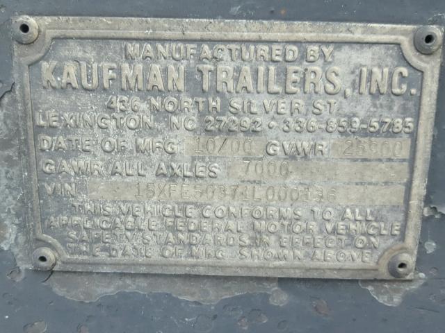 15XFE50371L000136 - 2001 KAUFMAN TRAILER BLACK photo 10