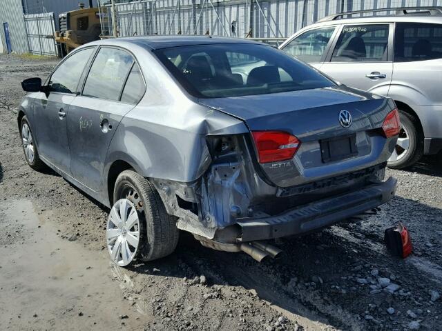 3VW2K7AJ3BM020615 - 2011 VOLKSWAGEN JETTA BASE GRAY photo 3
