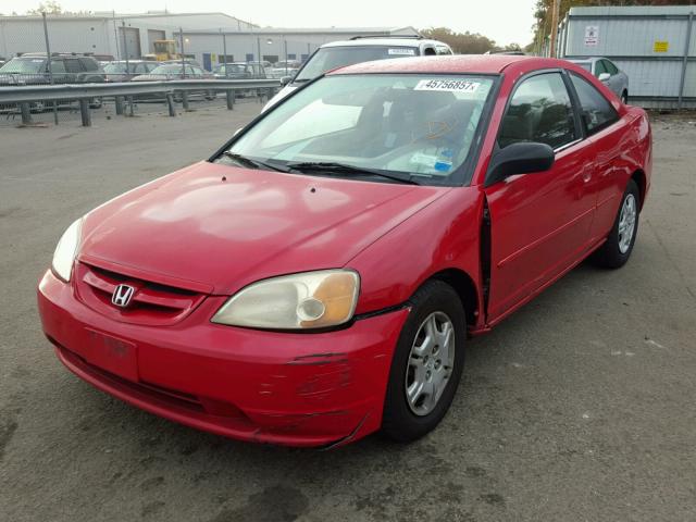 1HGEM22532L094747 - 2002 HONDA CIVIC LX RED photo 2