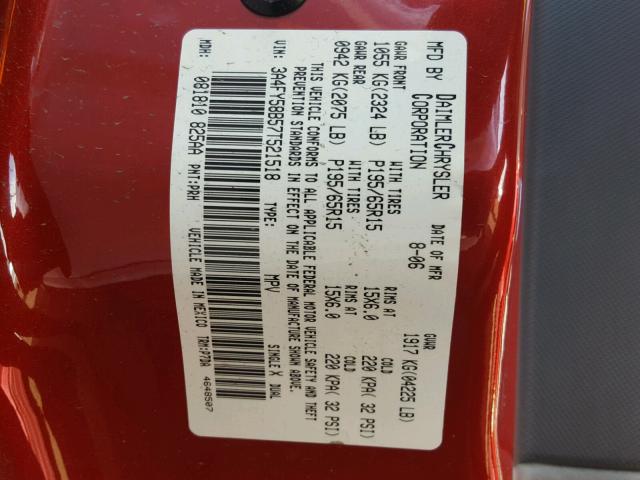 3A4FY58B57T521518 - 2007 CHRYSLER PT CRUISER RED photo 10