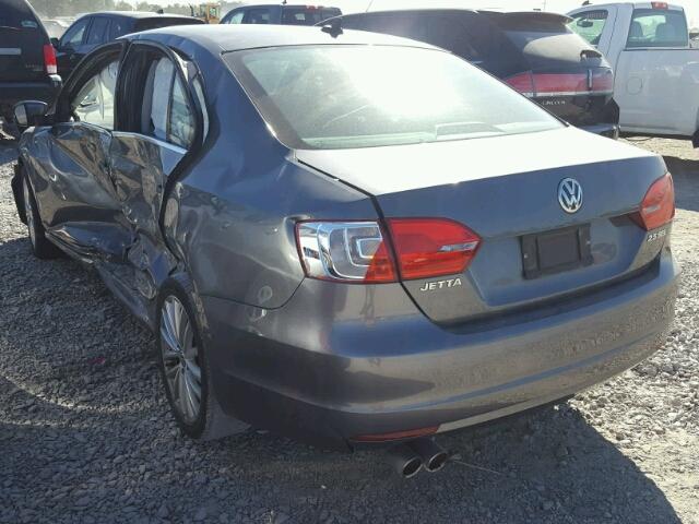 3VWLX7AJ3DM432168 - 2013 VOLKSWAGEN JETTA SEL GRAY photo 3