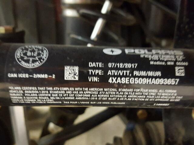 4XASEG509HA093657 - 2017 POLARIS SPORTSMAN 勃艮第红 照片 10