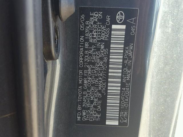 JTKDE177170148155 - 2007 TOYOTA SCION TC Grafit foto 10