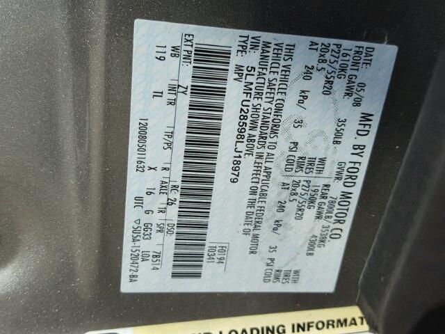 5LMFU28598LJ18979 - 2008 LINCOLN NAVIGATOR Brązowy zdjęcie 10