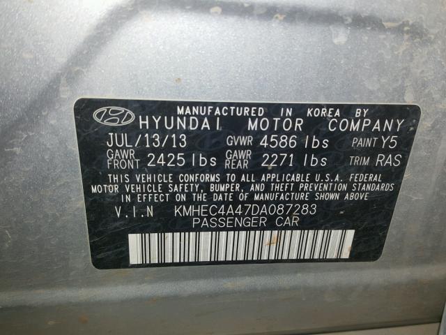 KMHEC4A47DA087283 - 2013 HYUNDAI SONATA HYB SILVER photo 10