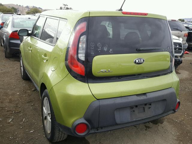 KNDJN2A27E7715034 - 2014 KIA SOUL GREEN photo 3