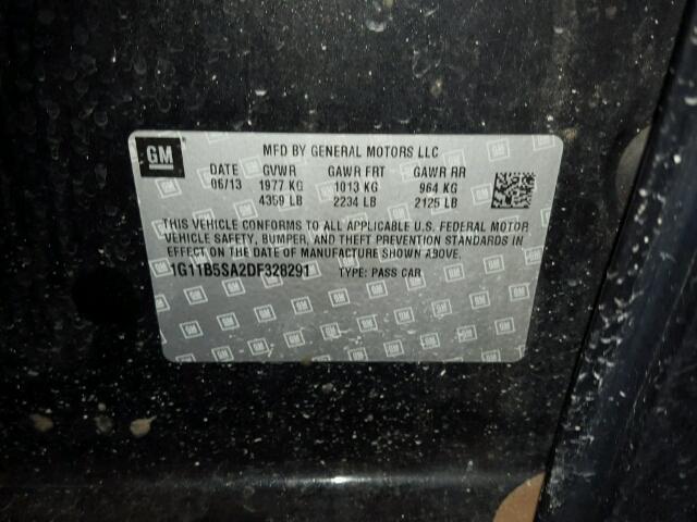 1G11B5SA2DF328291 - 2013 CHEVROLET MALIBU LS 灰色 照片 10